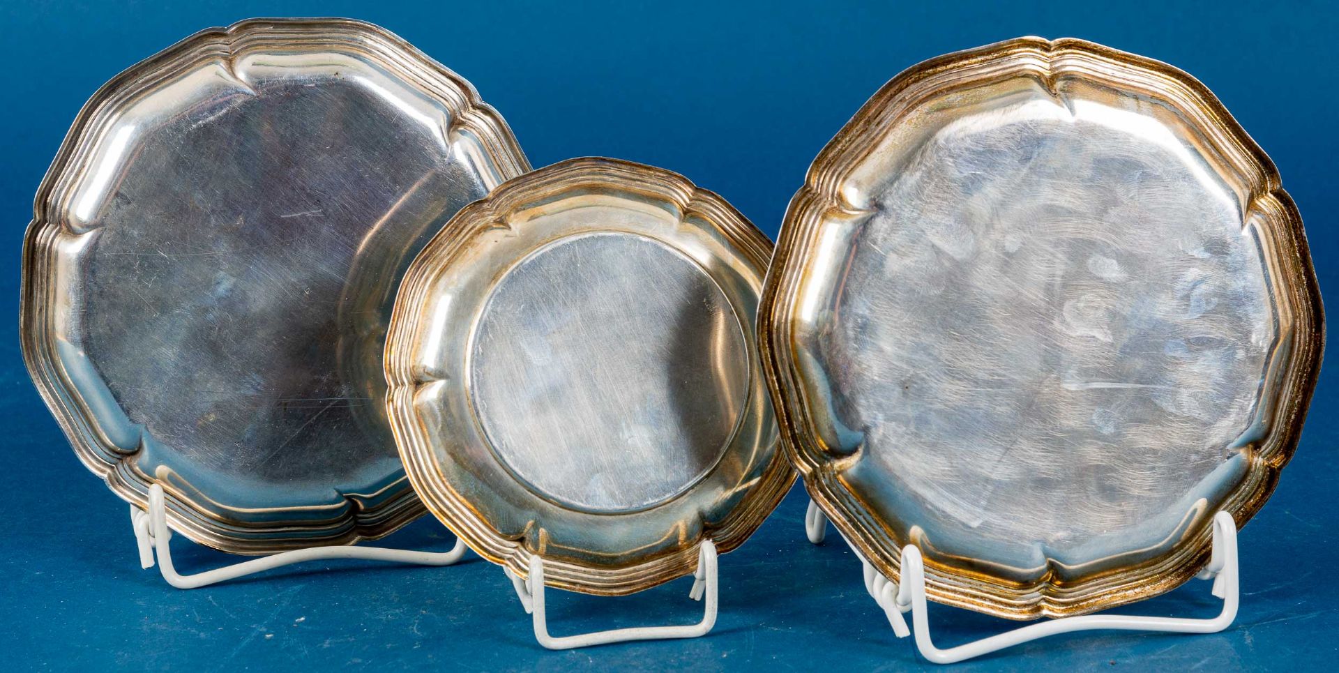 3teiliges Silber-Teller-Set in 2 Größen, Durchmesser ca. 12,5 & 16,5 cm, in 800er, 835er sowie 925e - Bild 2 aus 7