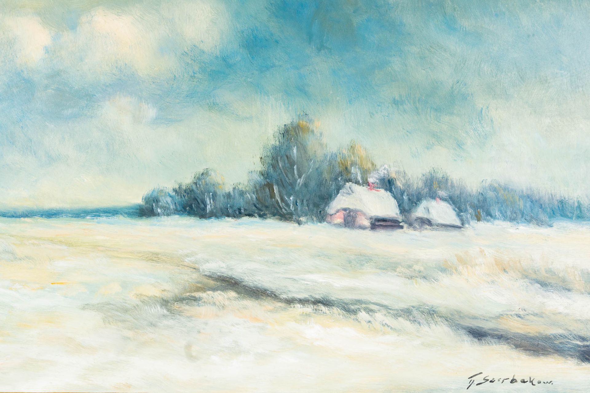 "Wintertag im Moor" - Gemälde, Öl auf Hartfaserplatte ca. 60 x 90 cm, signiert F. Szerbakow = Fedor - Image 3 of 15
