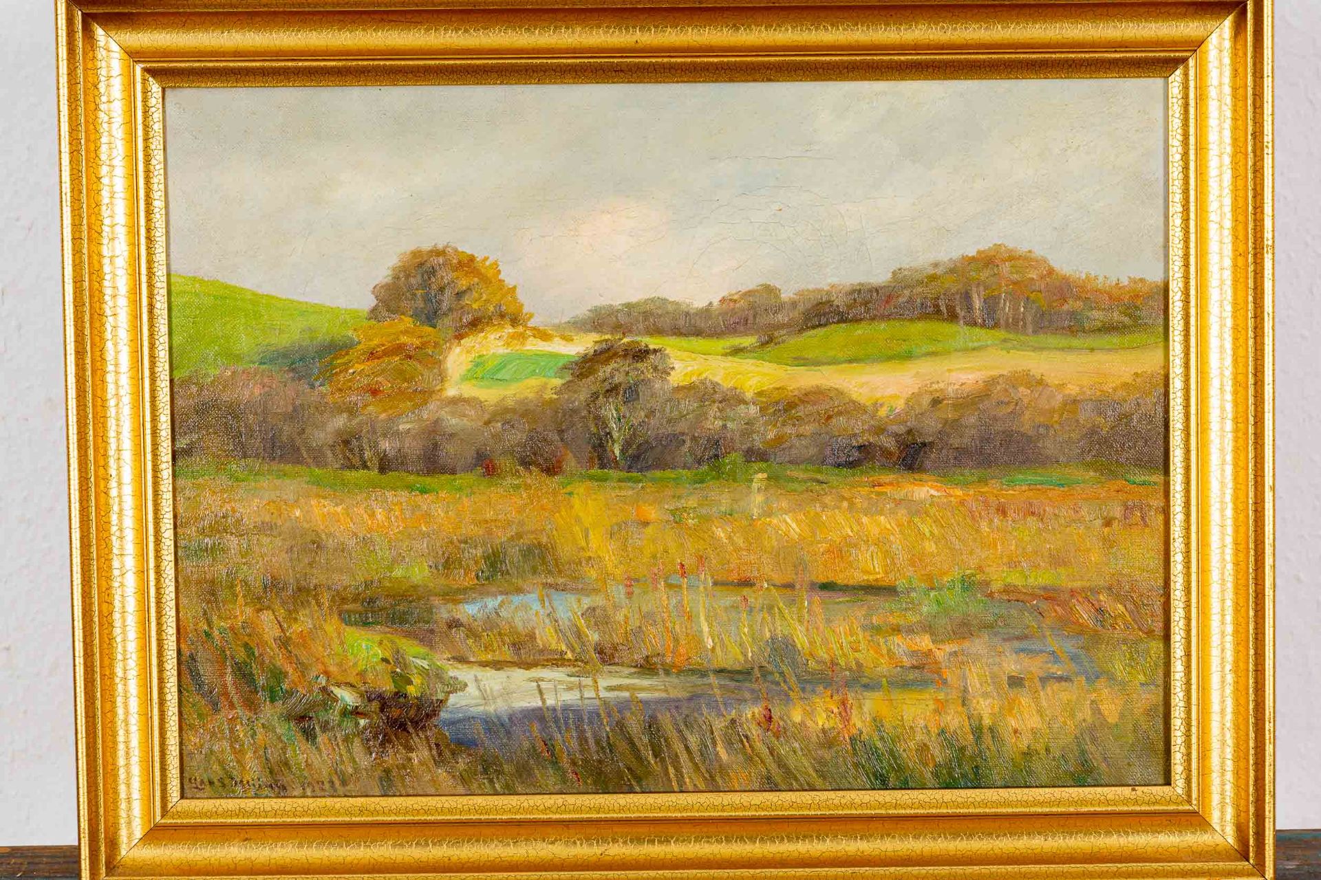 "Blühende Landschaft", Gemälde Öl auf Leinwand, Bildmaß ca. 33 x 47 cm; skandinavische Malerei, unt - Image 2 of 13