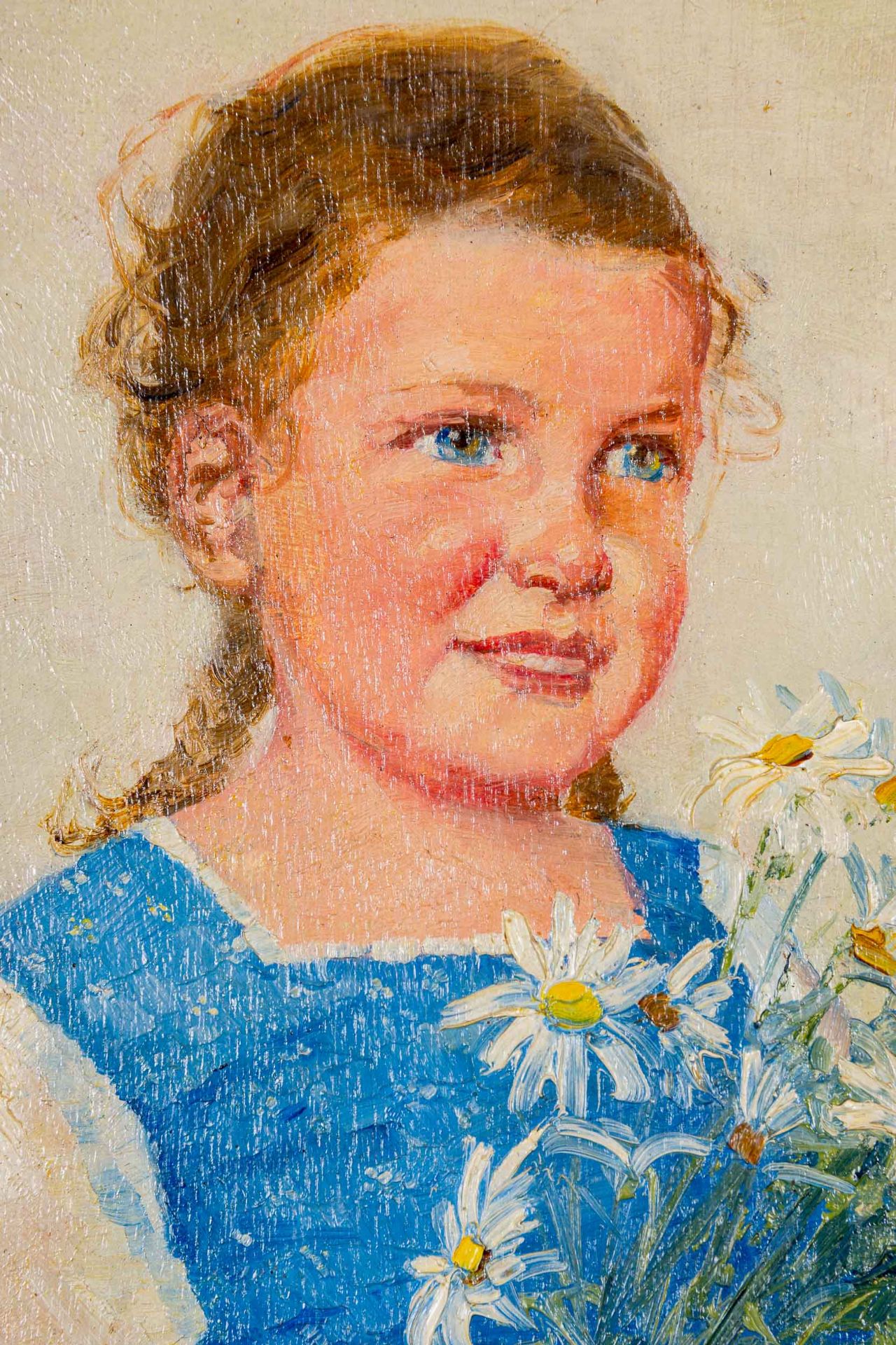 Mädchenportrait der 1940/50er Jahre, Öl auf Schichtholzplatte, ca. 49 x 39 cm, unten links undeutli - Image 5 of 10