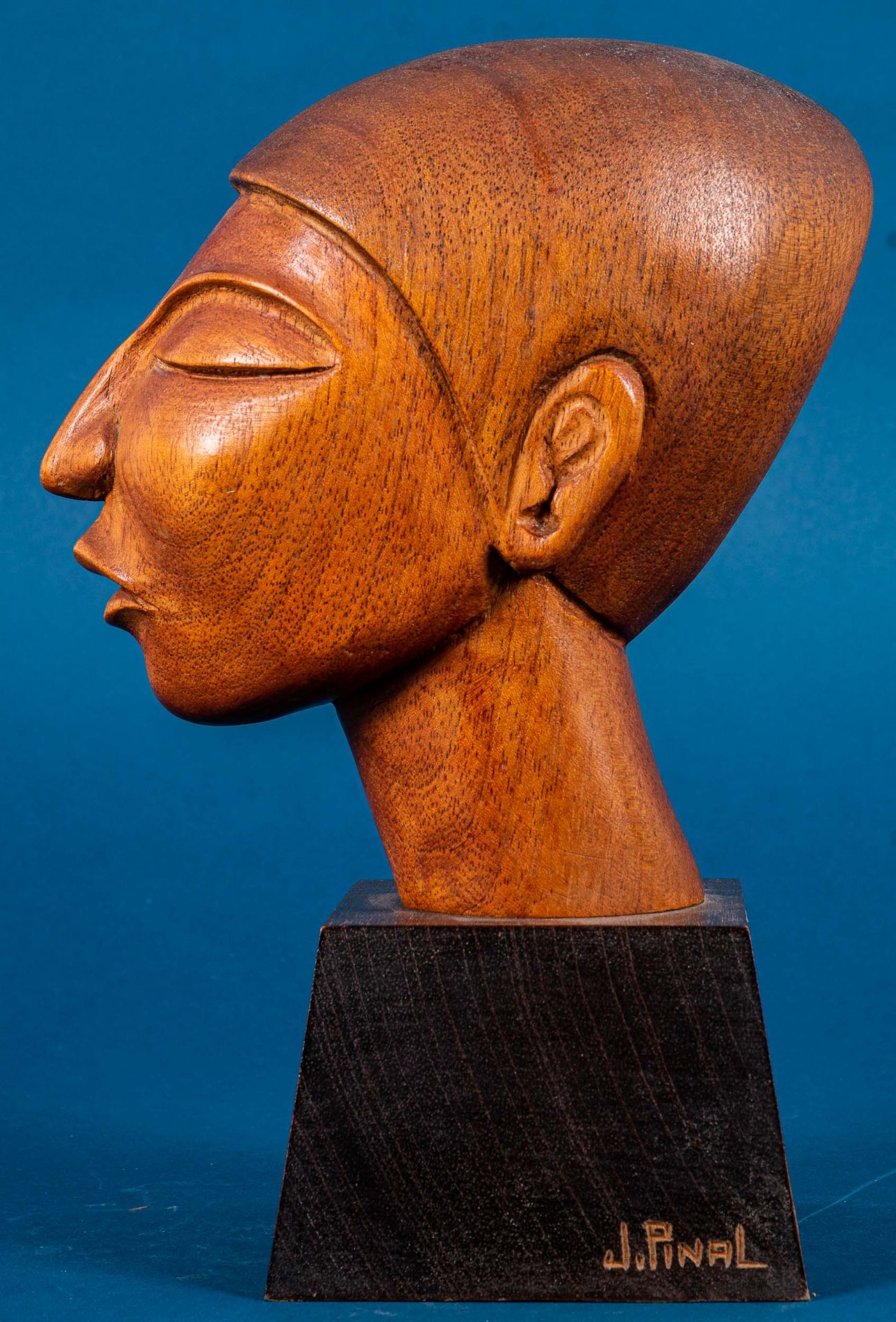 Kopf eines jungen Mannes, geschnitzter Holzkopf des Jose´ Pinal (1913 - 1983), war ein bekannter me - Bild 3 aus 14