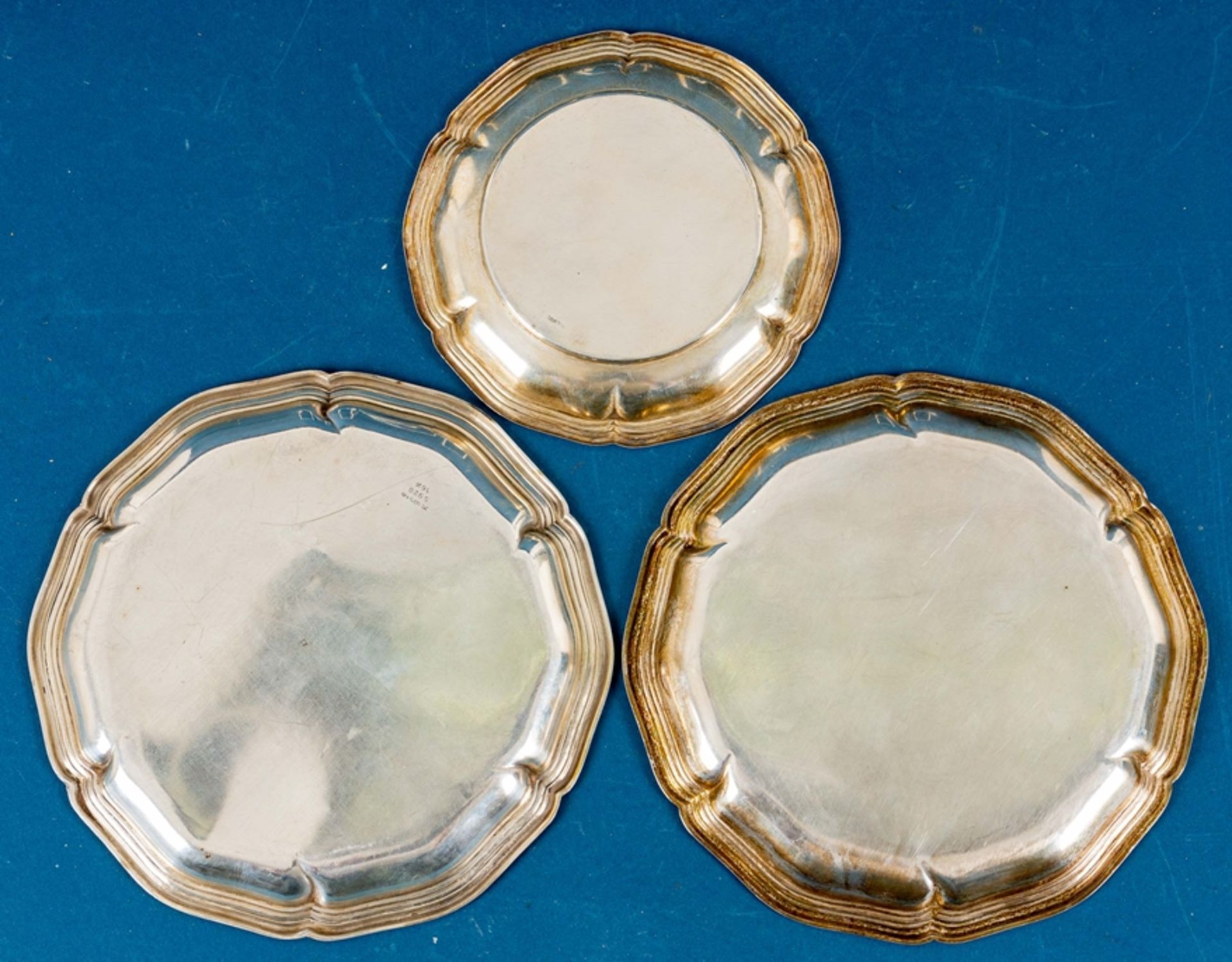 3teiliges Silber-Teller-Set in 2 Größen, Durchmesser ca. 12,5 & 16,5 cm, in 800er, 835er sowie 925e - Bild 4 aus 7