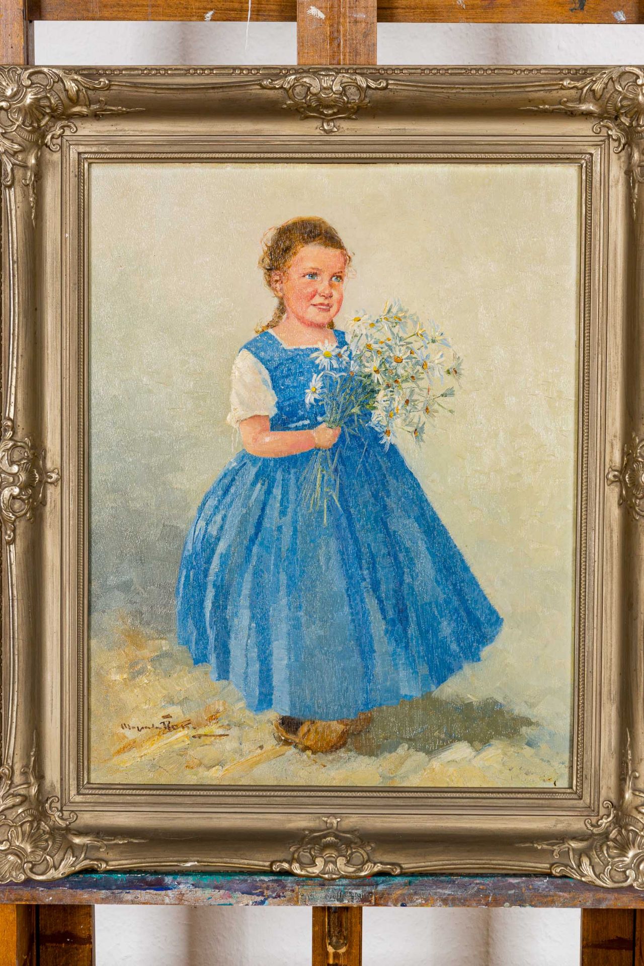 Mädchenportrait der 1940/50er Jahre, Öl auf Schichtholzplatte, ca. 49 x 39 cm, unten links undeutli - Image 2 of 10