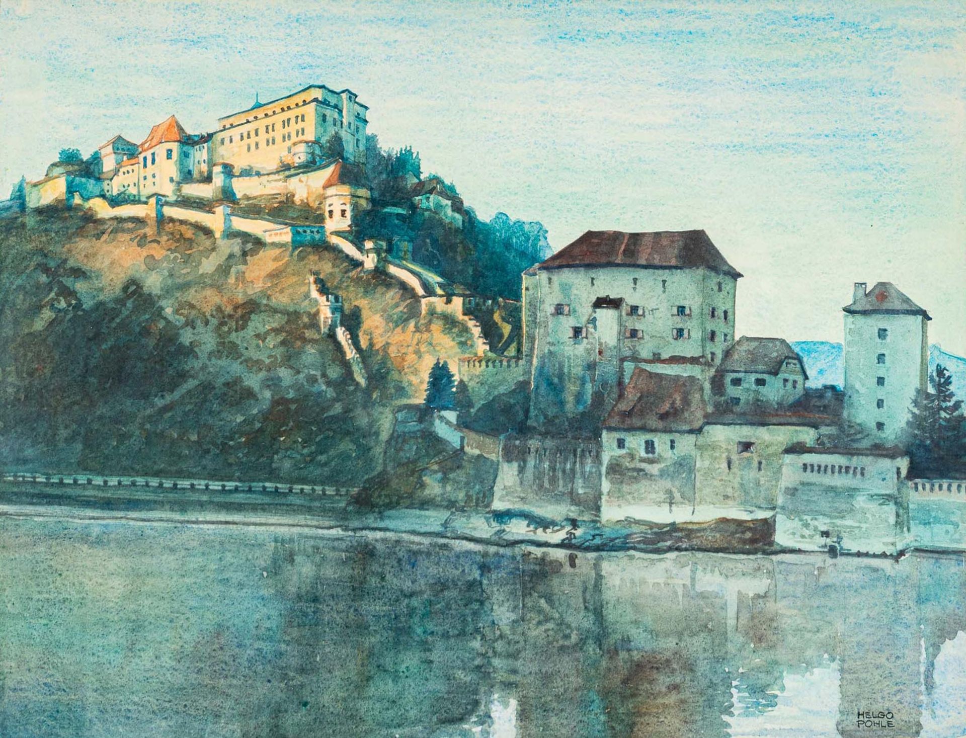 Farbdruck (?) des Helgo Pohle (1896 - 1973), ca. 33 x 43 cm. Hinter Glas in Passepartout gerahmt, S - Bild 2 aus 9