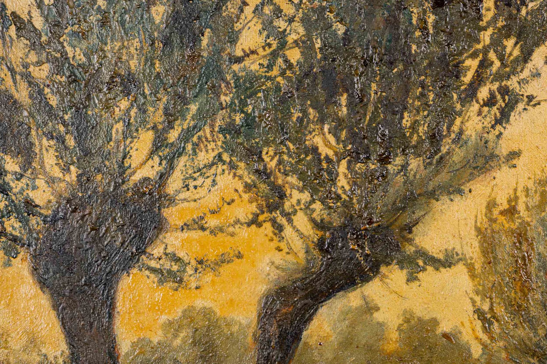 Schäfer-Szene", Gemälde, Öl auf Holztafel, ca. 52 x 60 cm, unsigniertes Gemälde aus der 1. Hälfte d - Bild 6 aus 9