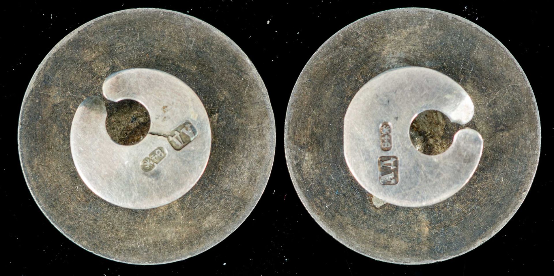 Paar antiker russischer Knöpfe, Tula-Silber, 84 Zolotnik, Meister "AA", Russland Anfang 20. Jhd. Du - Image 2 of 4