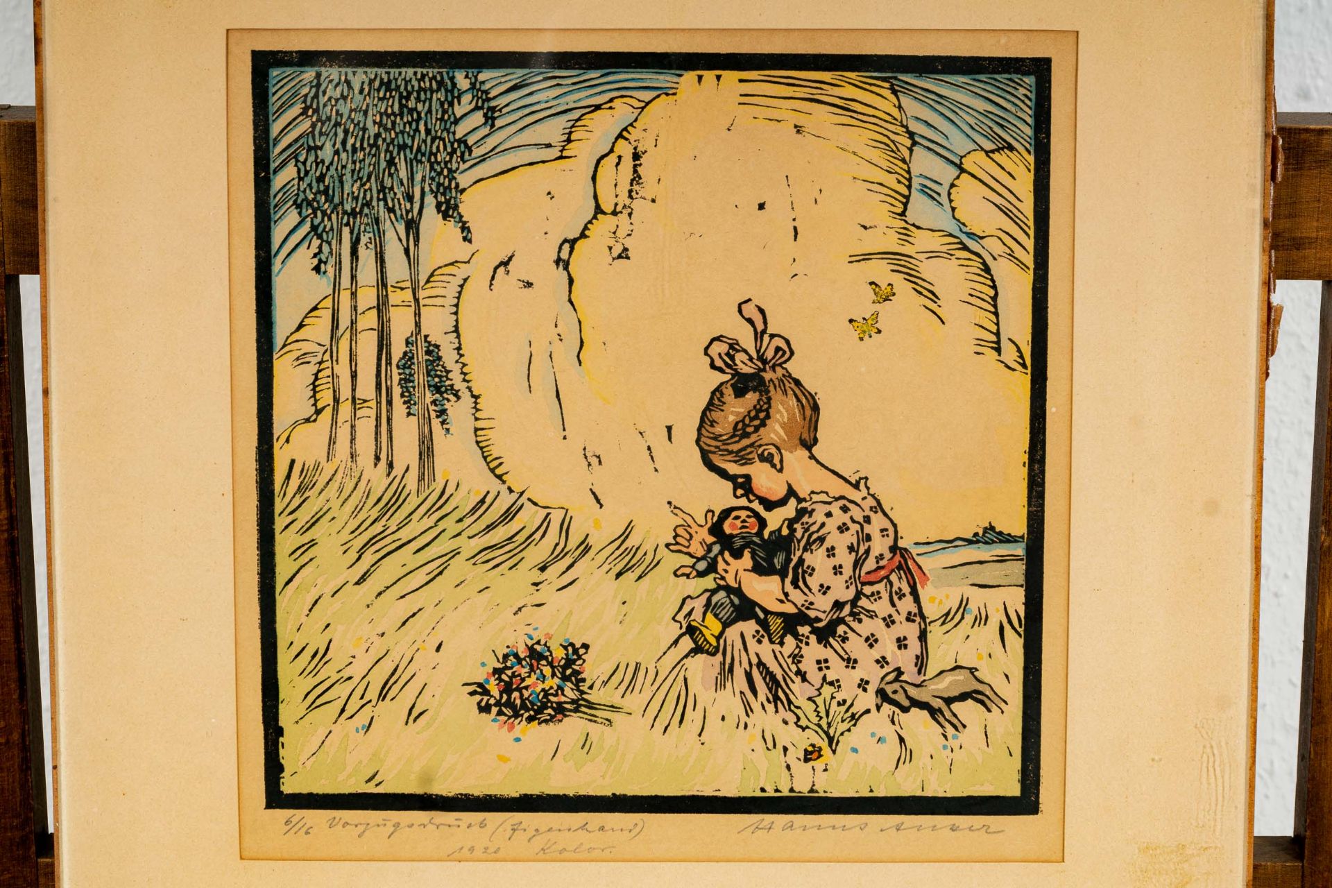 "Die Puppenmutti", kolorierter Holzschnitt, Vorzugsdruck (Eigenhand), limitierte Auflage, Blatt 6 v - Bild 2 aus 8