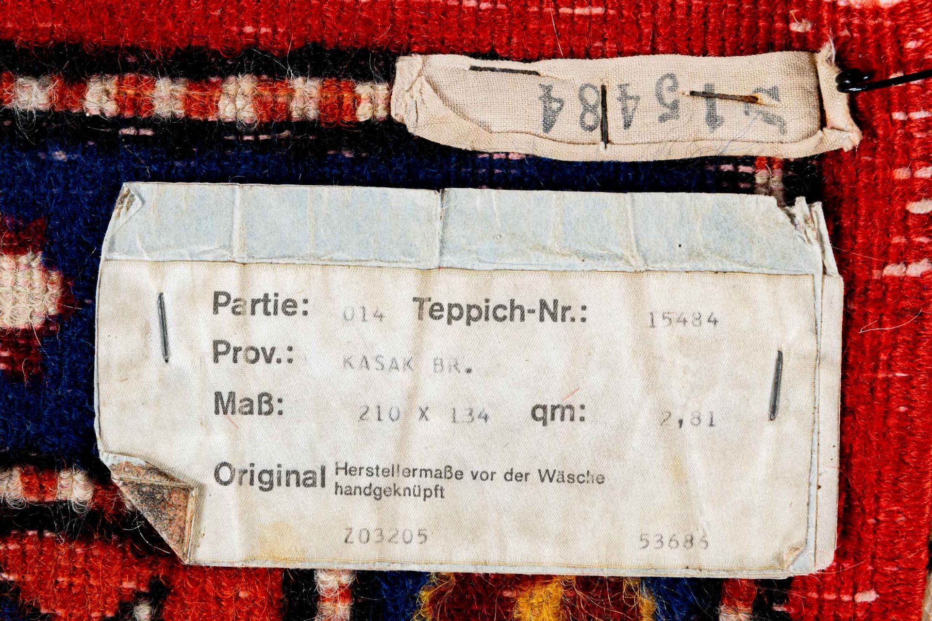 Bordjalou Kasak, Südwestkaukasus um 1950. Wolle geknüpft auf Baumwolle. Format ca. 200 x 130 cm. Fa - Image 5 of 6