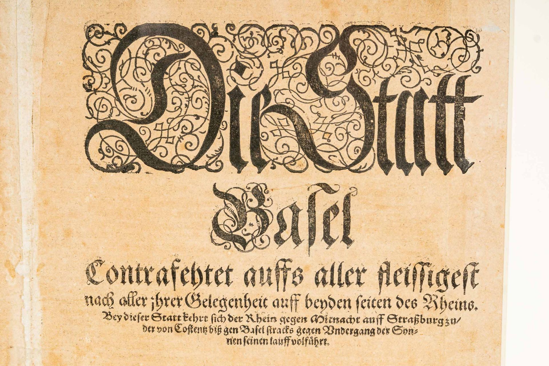 "Die Statt Basel" - hinter Glas gerahmter Holzschnitt des Sebastian Münster ( Nieder-Ingelheim 1488 - Bild 12 aus 16