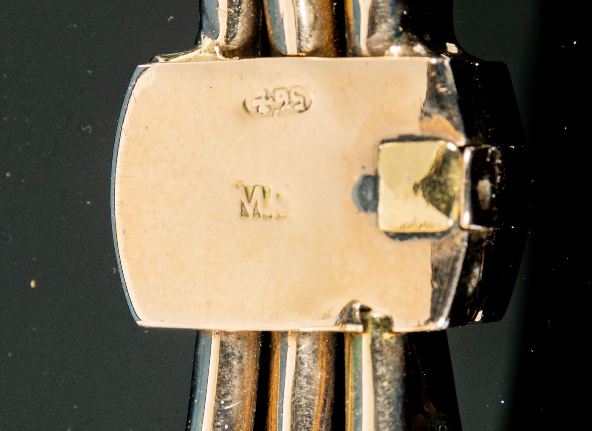 Antiker russischer Gelbgold Armreif aus drei Ringen mit rechteckigem Verschluss gearbeitet, Verschl - Bild 5 aus 6