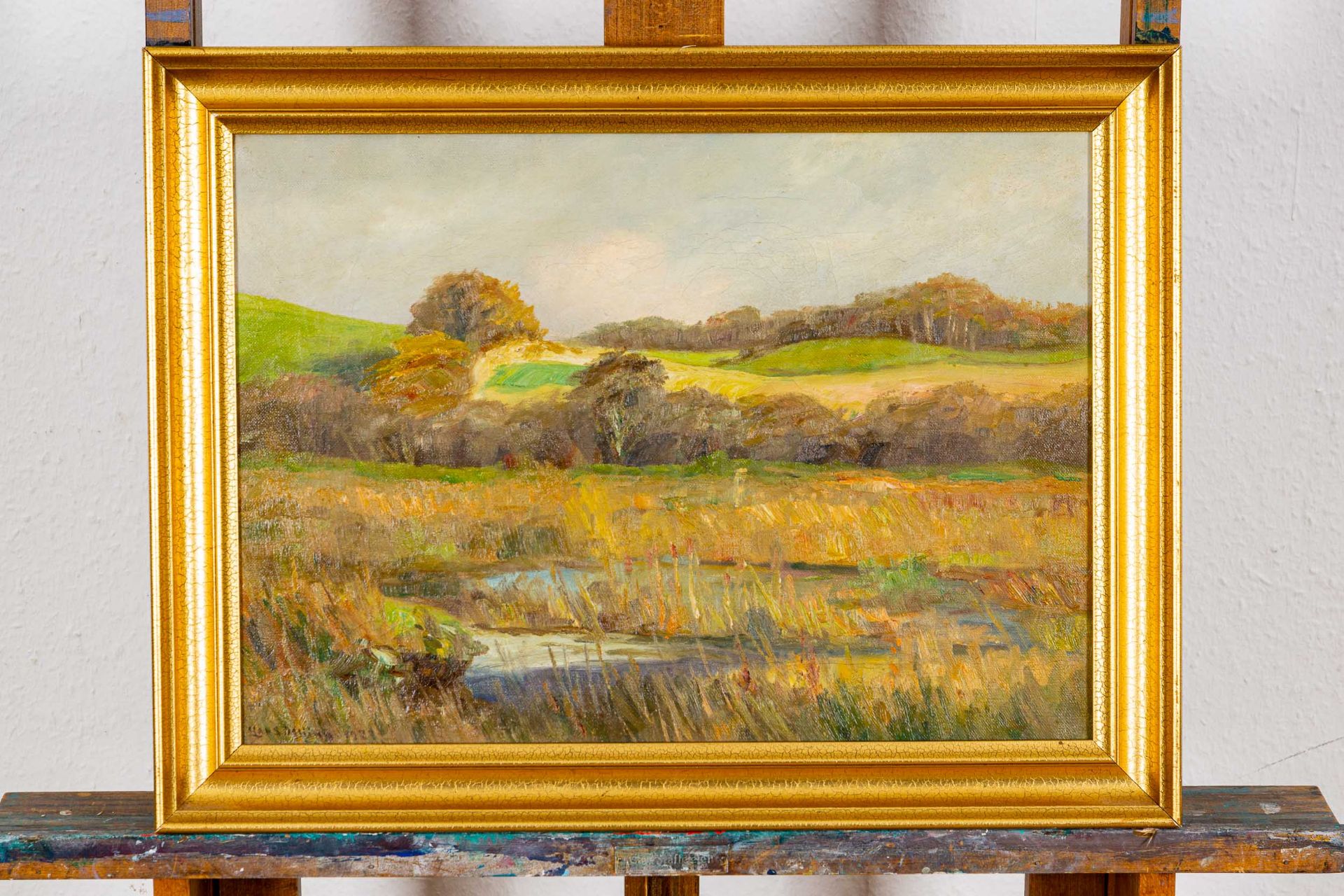 "Blühende Landschaft", Gemälde Öl auf Leinwand, Bildmaß ca. 33 x 47 cm; skandinavische Malerei, unt