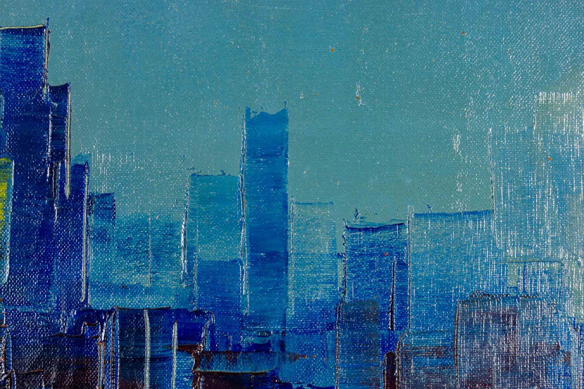 "Skyline", Gemälde, Acrylfarben auf Leinwand, teils pastoser Farbauftrag/Spachteltechnik; unten lin - Image 6 of 10