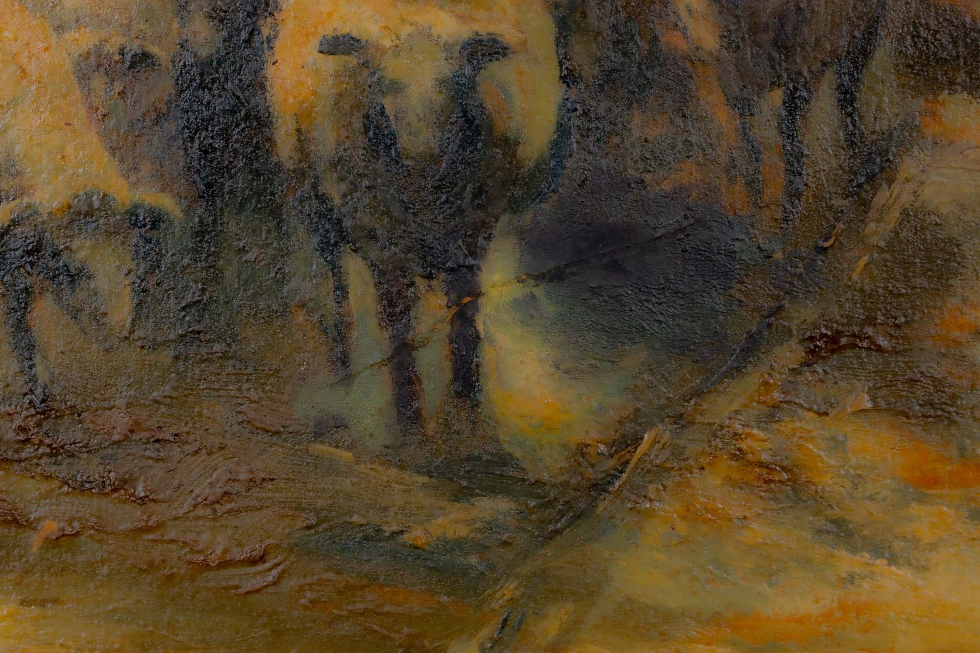 Schäfer-Szene", Gemälde, Öl auf Holztafel, ca. 52 x 60 cm, unsigniertes Gemälde aus der 1. Hälfte d - Bild 7 aus 9