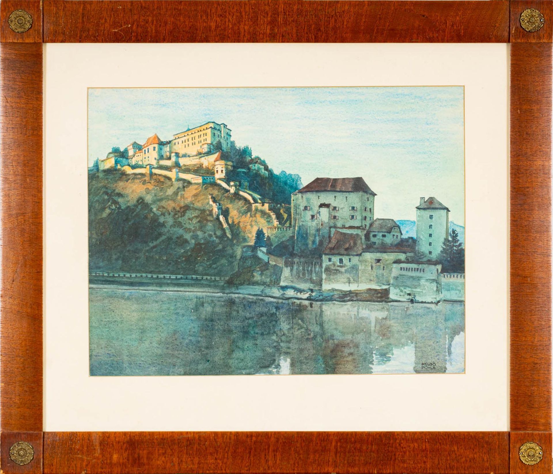 Farbdruck (?) des Helgo Pohle (1896 - 1973), ca. 33 x 43 cm. Hinter Glas in Passepartout gerahmt, S