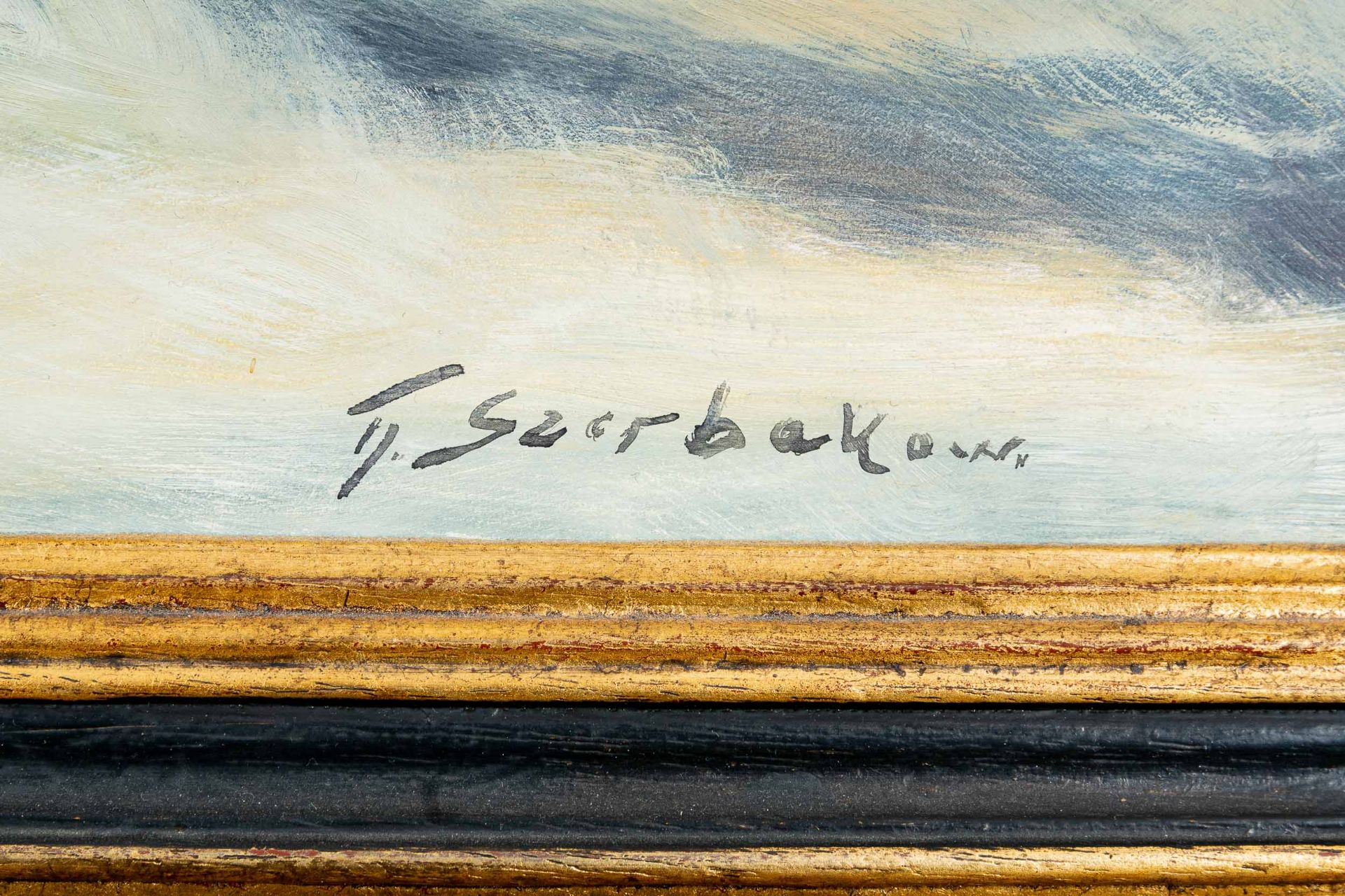 "Wintertag im Moor" - Gemälde, Öl auf Hartfaserplatte ca. 60 x 90 cm, signiert F. Szerbakow = Fedor - Image 7 of 15