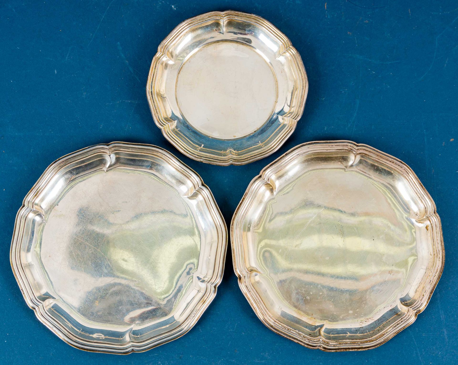 3teiliges Silber-Teller-Set in 2 Größen, Durchmesser ca. 12,5 & 16,5 cm, in 800er, 835er sowie 925e - Bild 3 aus 7
