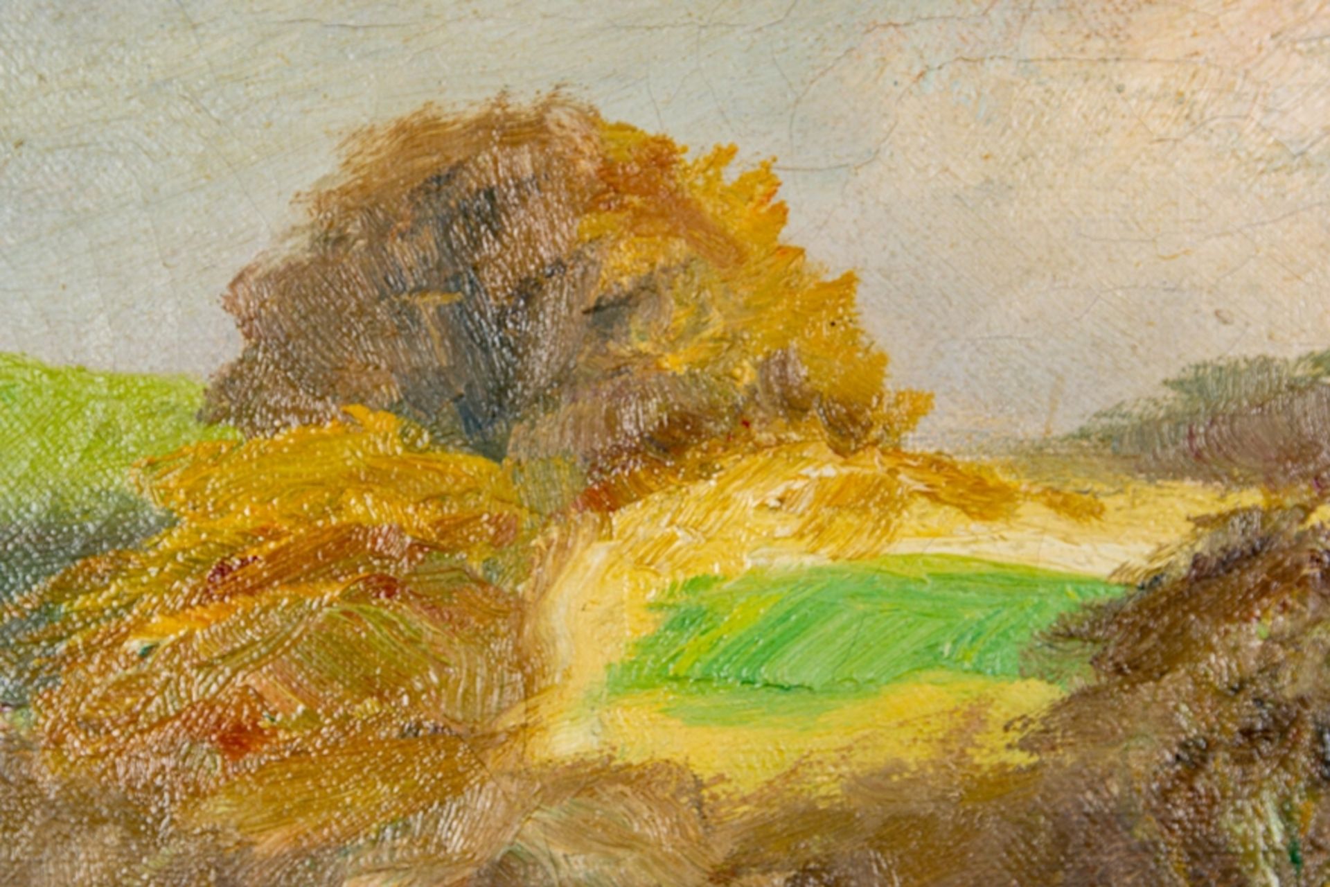 "Blühende Landschaft", Gemälde Öl auf Leinwand, Bildmaß ca. 33 x 47 cm; skandinavische Malerei, unt - Image 6 of 13