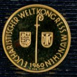 Goldmedaille: EUCHARISTISCHER WELTKONGRESS München 1960er, 3 Dukaten - 980er Feingold. Ca. 10,6 gr