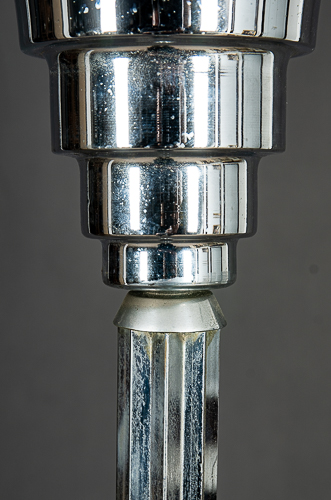 Antike Stehlampe (Deckenfluter), Art-Deco um 1925/30; verchromtes, mehrteiliges Metallgestell; Höhe - Image 4 of 5