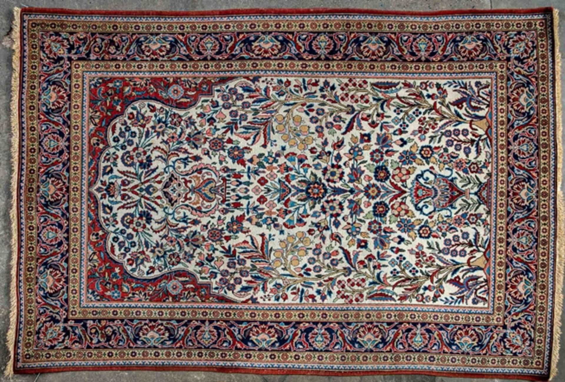 Ältere Keshan - Teppich - Brücke, Iran um 1960/ 70, ca. 1 x 1,50 m; schöner Erhalt; hing jahrelang