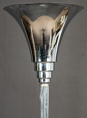 Antike Stehlampe (Deckenfluter), Art-Deco um 1925/30; verchromtes, mehrteiliges Metallgestell; Höhe - Image 2 of 5