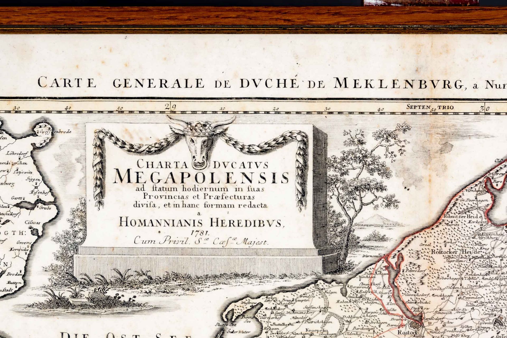 "Carte Generale de Duche de Meklenburg", handkolorierte Kupferstichkarte aus einem Atlas; sichtbare - Image 3 of 8