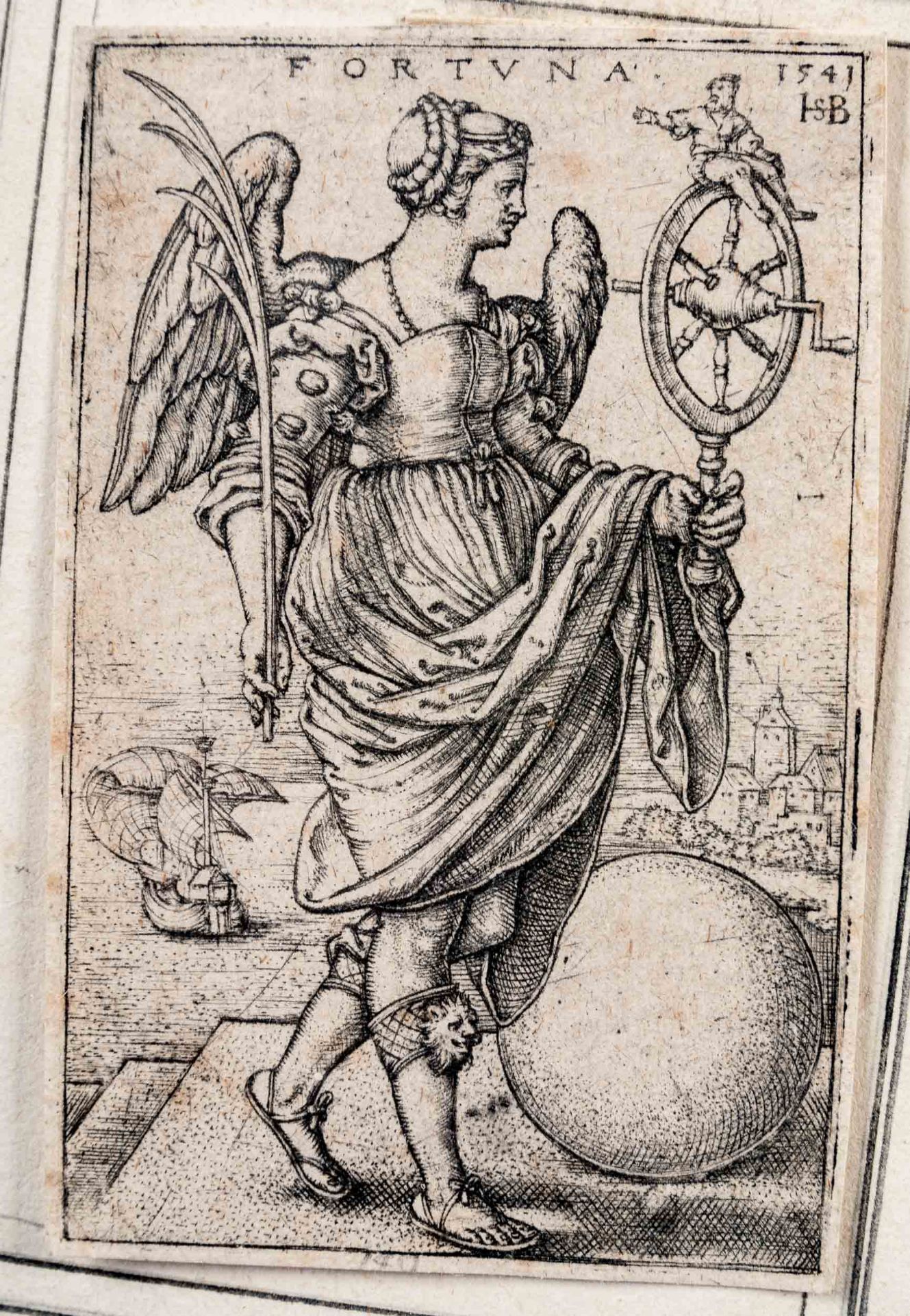 "Fortuna", kleinformatiger Druck des Hans Sebald-Beham; in der Platte 1541 datiert; hinter Glas in - Image 3 of 7