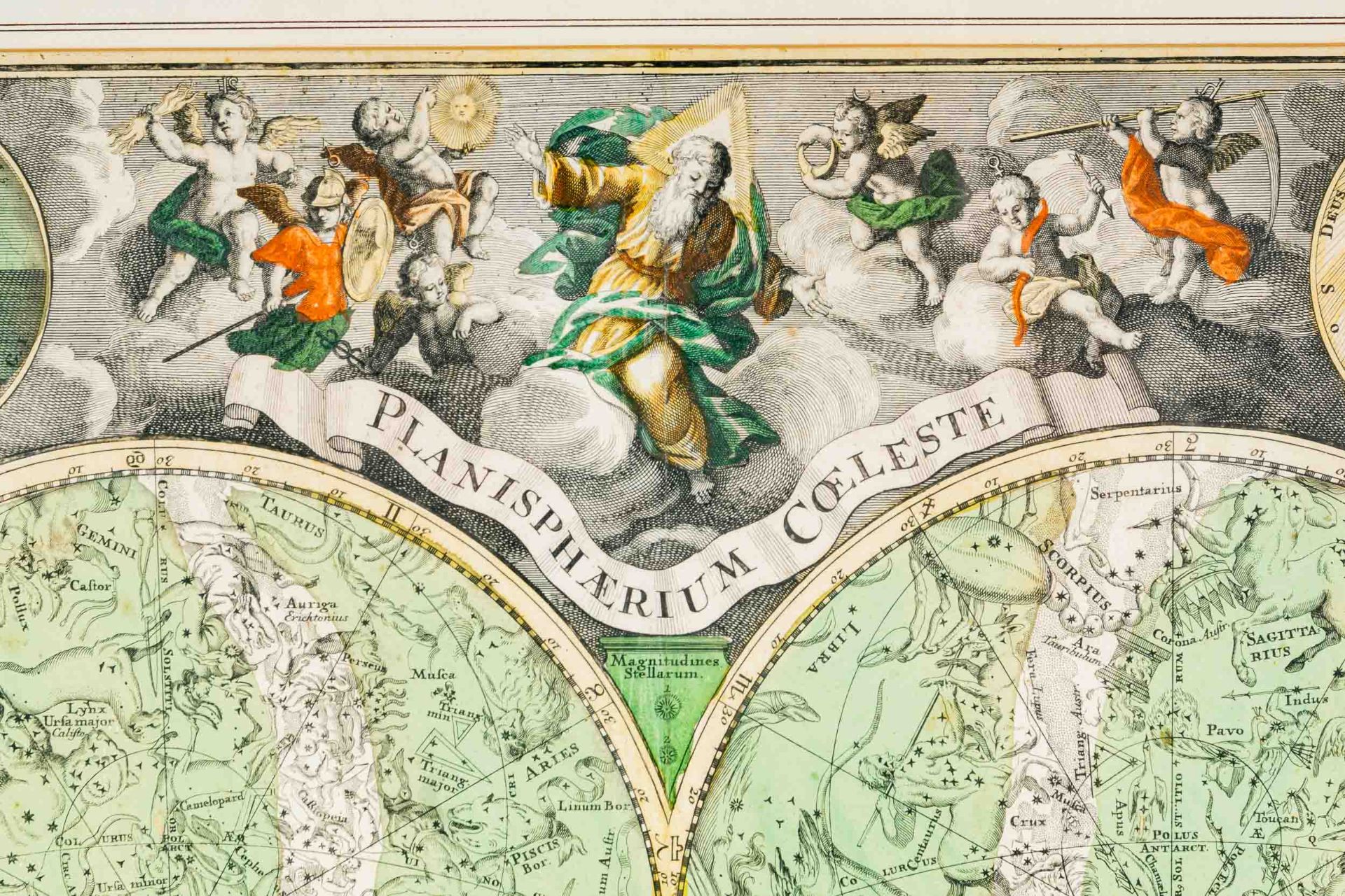 "Planispherium Coeleste" - Augsburg um 1730/ 40. Handkolorierte Doppel - Hemisphären Karte mit den - Image 3 of 17