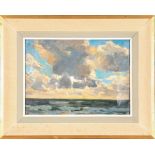 "Abend am Meer", kleinformatiges Gemälde, Öl auf Leinwand, ca. 24 x 34 cm, unten links monogrammier