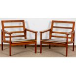 Paar "CAPPELLA" Lounge-Sessel-Gestelle, sogen. Easy-Chair ohne Polsterauflage, dän. Design der 1960