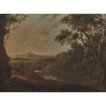 Baumbestandene Flusslandschaft mit Figurenstaffage