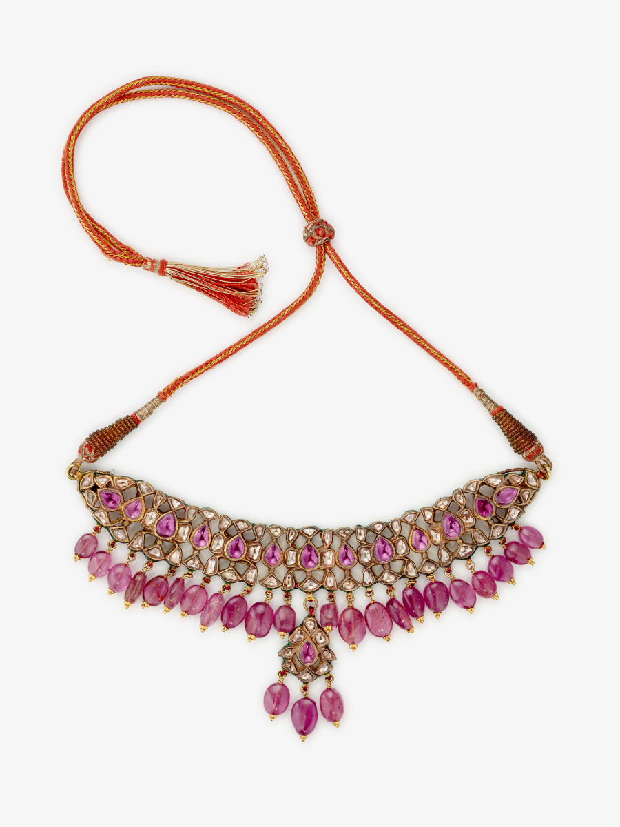 Indisches Mogul Collier verziert mit rosa Turmalinen und Diamanten - Image 3 of 4