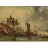 Holländische Kanallandschaft mit Booten