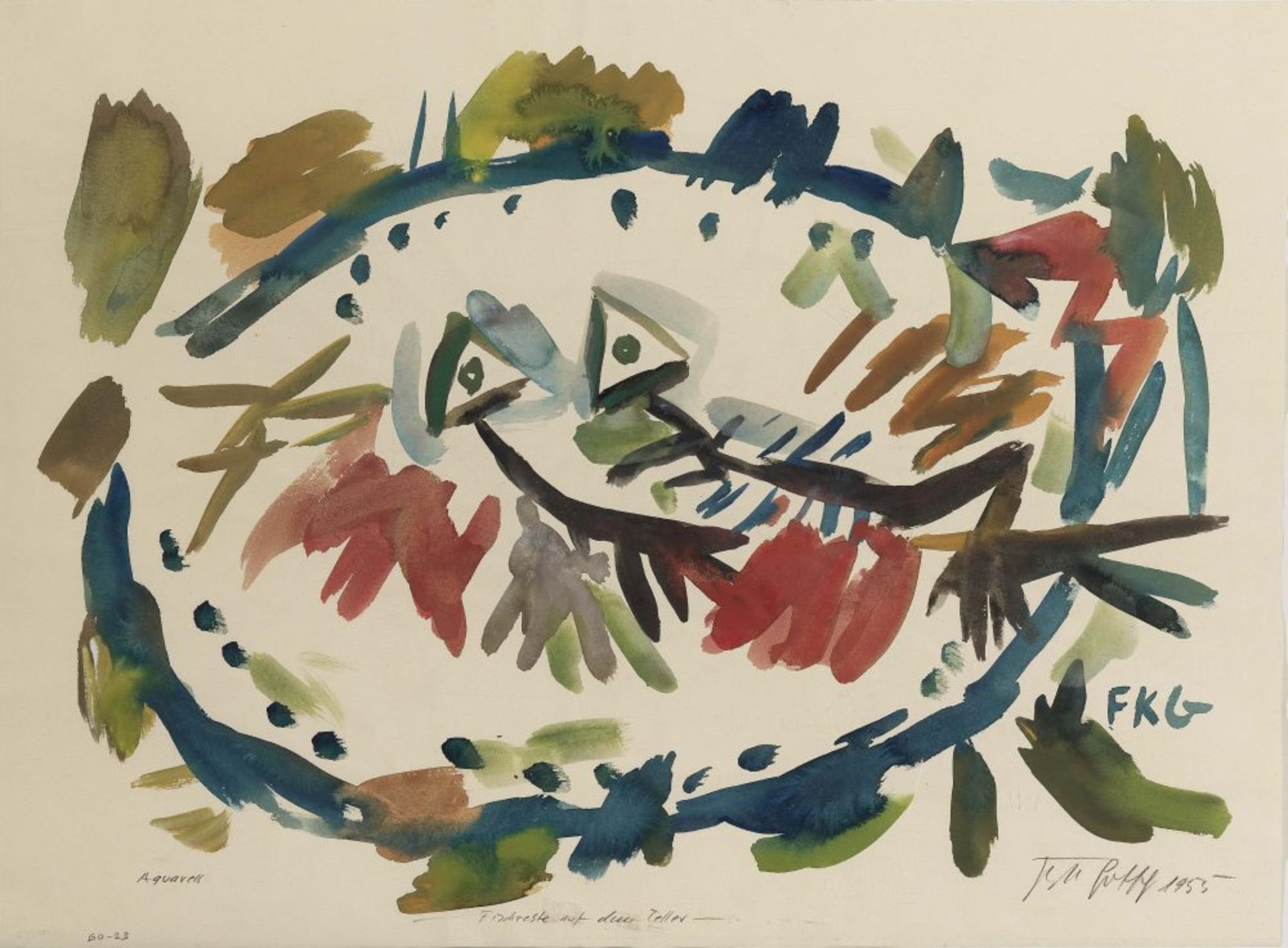 Friedrich Karl Gotsch. Fischreste auf dem Teller. 1955