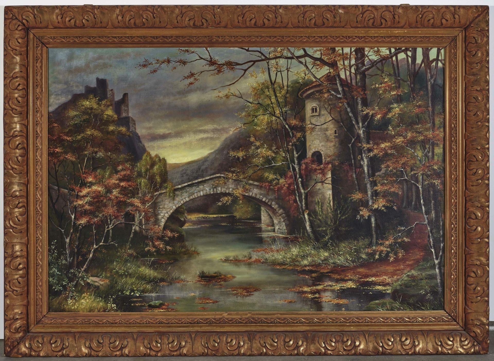 Herbstliche Landschaft mit Brücke und Ruine - Image 4 of 5