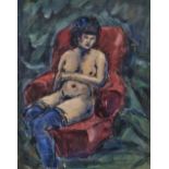 Nu assis dans un fauteuil rouge. 1919