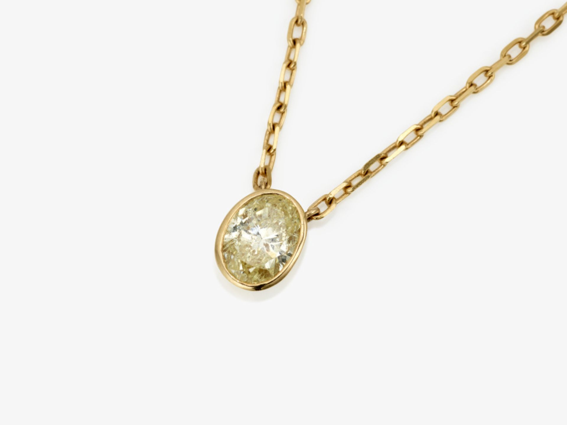 Anhängerkette mit einem ovalen Diamant-Solitär in Fancy Yellow