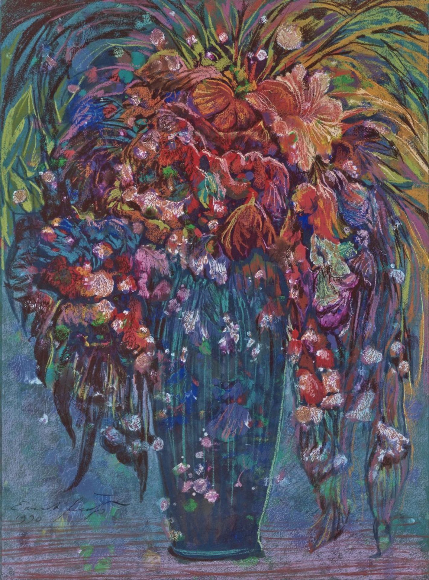 Blumen in Vase. 1990
