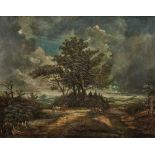 Weite Landschaft mit Baumgruppe und Figurenstaffage