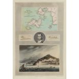 Porträt Napoleon Bonapartes - Karte der Insel Elba und Blick auf Porto Ferrajo