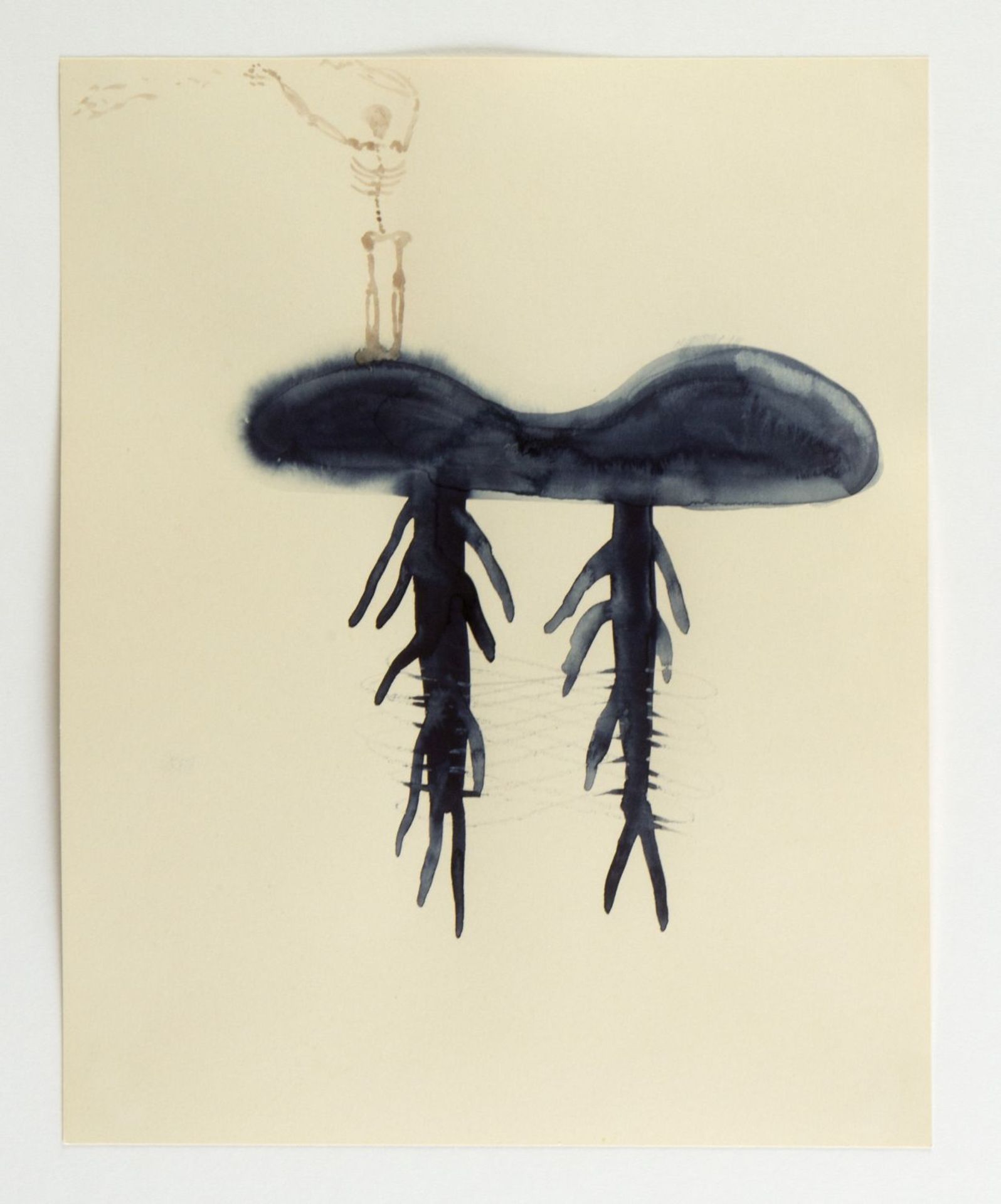 Gröting, Asta. 1961 Herford Nötigung. Pflanzenpaar mit Skelett. 1 Aquarell. 1 aquare - Bild 3 aus 3