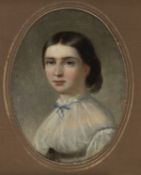 Deutsch, 19. Jh. Portrait einer jungen Frau. Öl/Lwd., auf Karton aufgelegt. 23,5 x 17,5 cm.