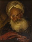Unbekannt, 19. Jh. Portrait eines bärtigen Mannes mit Turban. Öl/Lwd. 61 x 46 cm. Gerahmt.