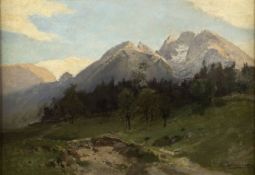 Erdmann, Moritz. 1845 Arneburg - Pasing 1919 Der Hochkalter in der Ramsau. Öl/Lwd., d