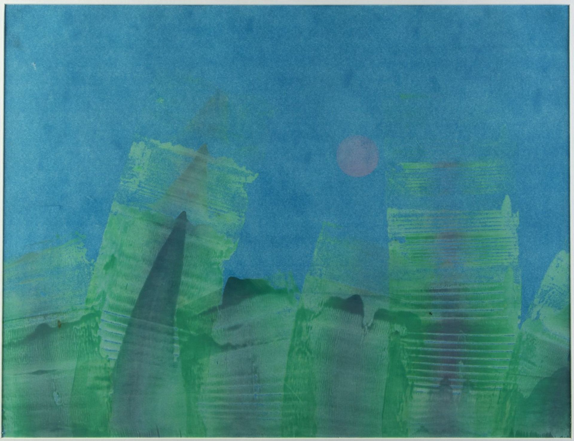 Leppien, Jean u.a. Komposition mit einem Kreis. Variation blau/grün rote Sonne u.a. 2 Farbse - Bild 3 aus 7