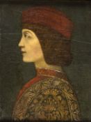 Italien Seitenportrait eines jungen Mannes. Öl/Holz. 36,5 x 28 cm. Gerahmt.