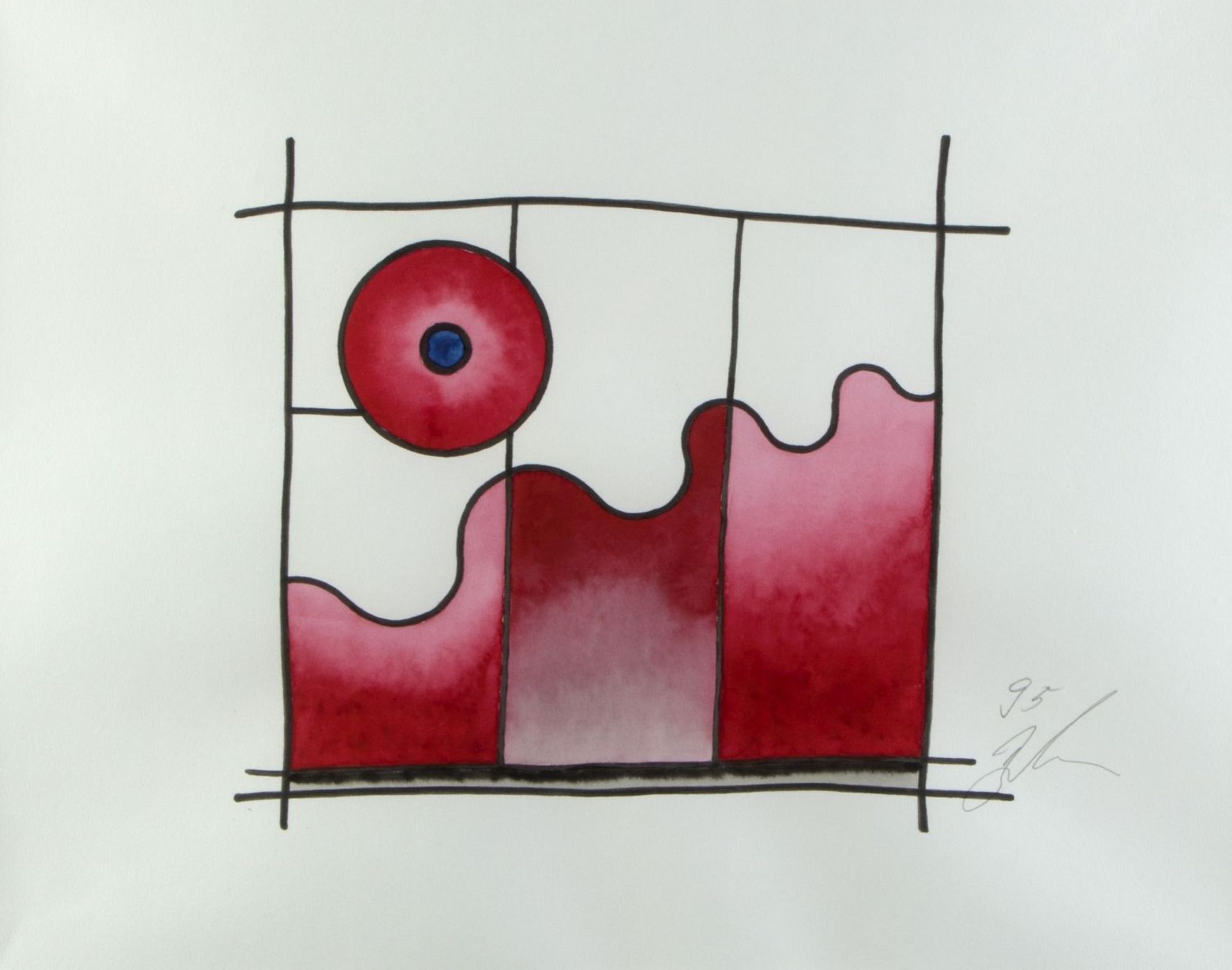 Leppien, Jean u.a. Komposition mit einem Kreis. Variation blau/grün rote Sonne u.a. 2 Farbse - Bild 6 aus 7