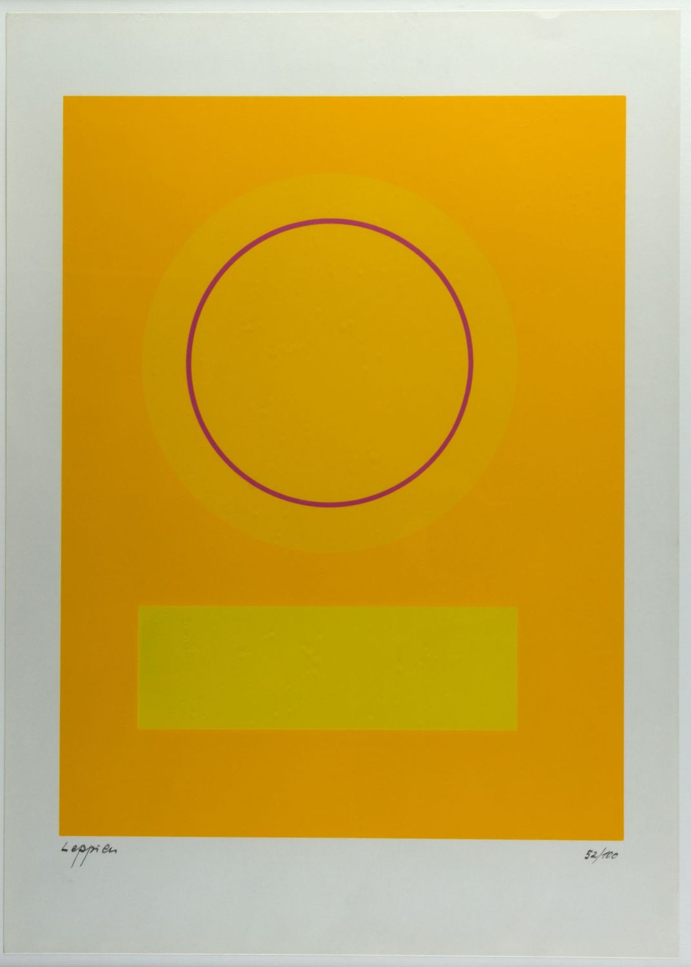 Leppien, Jean u.a. Komposition mit einem Kreis. Variation blau/grün rote Sonne u.a. 2 Farbse - Bild 4 aus 7