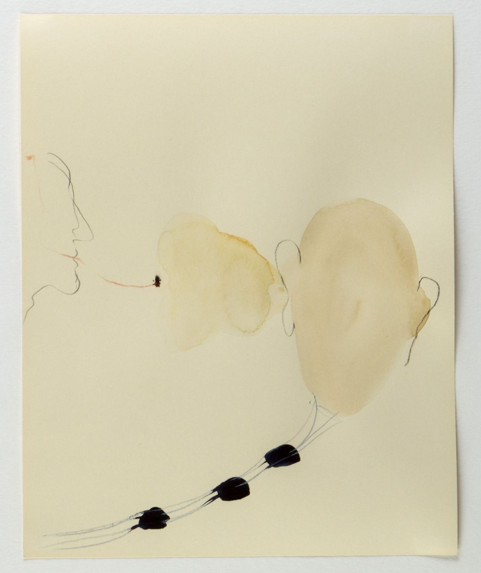 Gröting, Asta. 1961 Herford Nötigung. Pflanzenpaar mit Skelett. 1 Aquarell. 1 aquare - Bild 2 aus 3