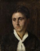 Deutsch, 19. Jh. Portrait einer jungen Frau. Öl/Lwd. 47 x 37,5 cm. Gerahmt. Verso von fremde